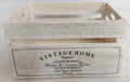 Vintage Home Wood Crates White Wash 40x32x22cm, Paulownia Wood, Metal - SuperSaverAU - view 1