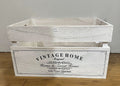 Vintage Home Wood Crates White Wash 40x32x22cm, Paulownia Wood, Metal - SuperSaverAU - view 2