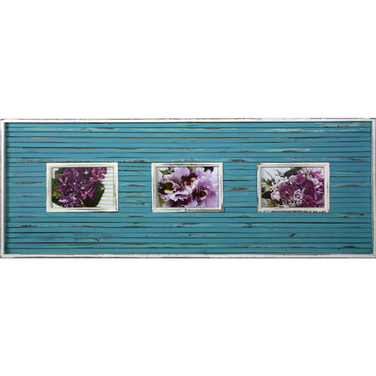 Antique Blue 3 Collage Photo Frame 82cm - Rustic MDF Wood Design