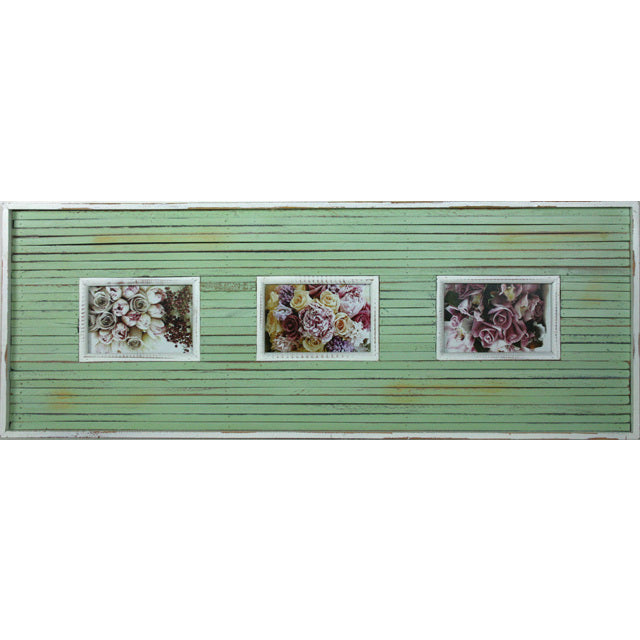 Antique Green 3 Collage Photo Frame 82cm - Rustic MDF Wood Design