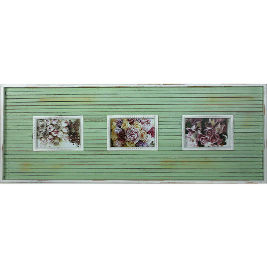 Antique Green 3 Collage Photo Frame 82cm - Rustic MDF Wood Design