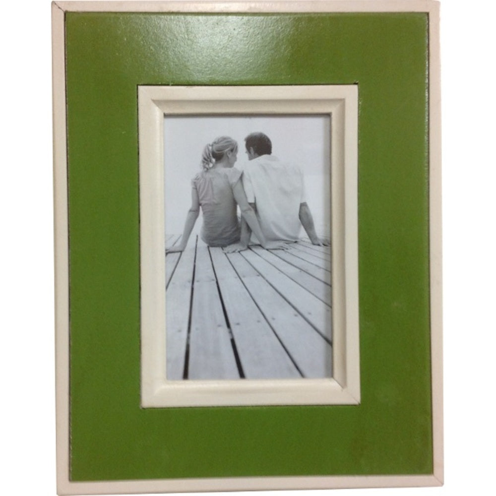 Green Decorative Photo Frame 23cm for 6"x4" Pictures, Rustic Charm