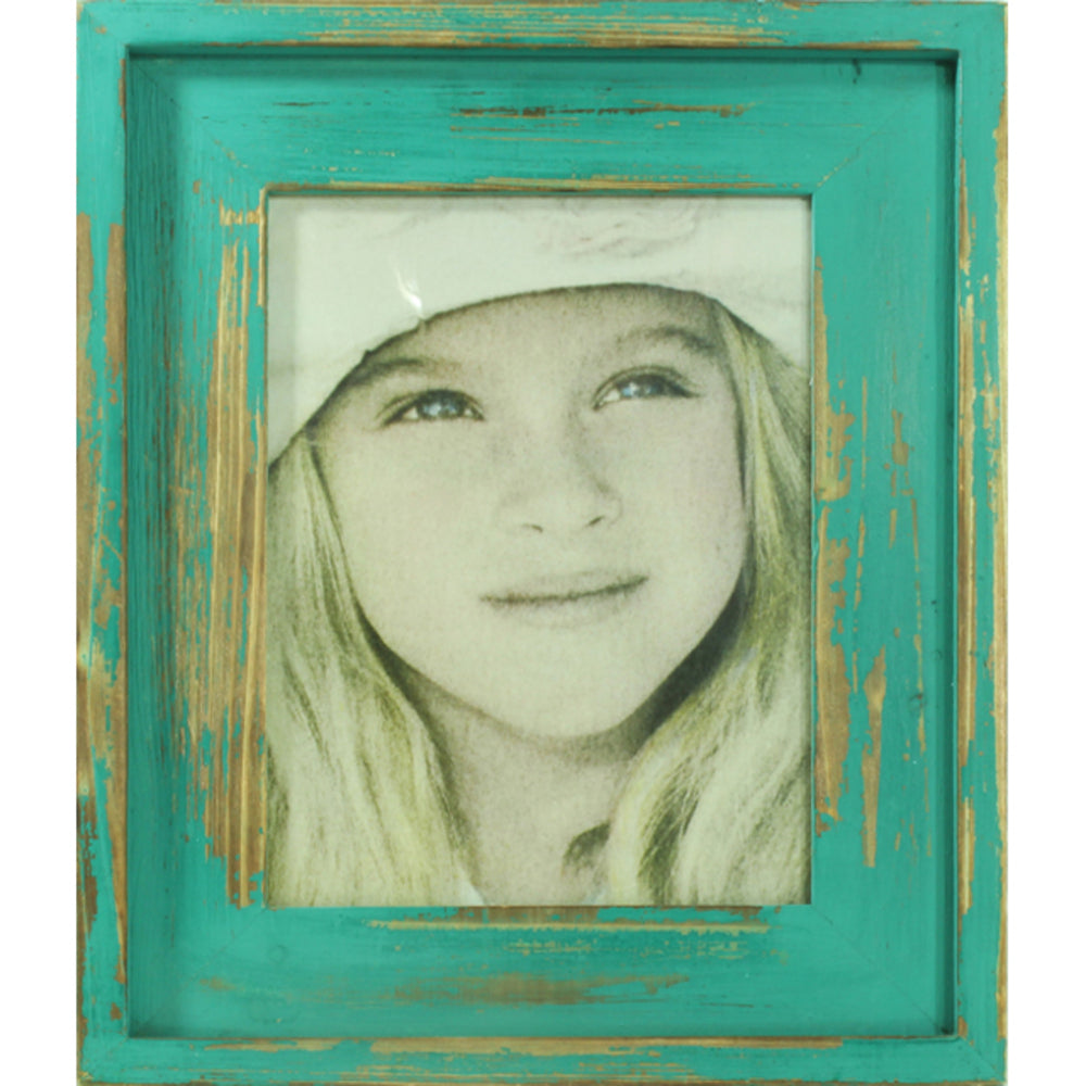 Rustic Green Decorative Photo Frame 8"x6" - 30cm MDF Wood, 1 kg