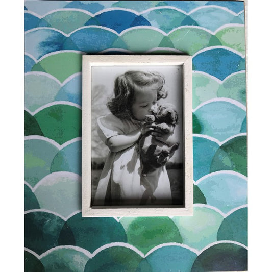 Rustic Blue Decorative Photo Frame 28cm for 6"x4" Print, MDF Wood