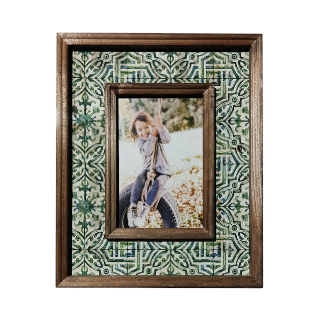 Antique Single Photo Frame 26cm - Rustic MDF Wood, Natural Color, 6"x4"