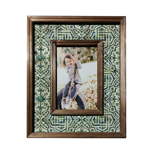 Antique Single Photo Frame 26cm - Rustic MDF Wood, Natural Color, 6"x4"