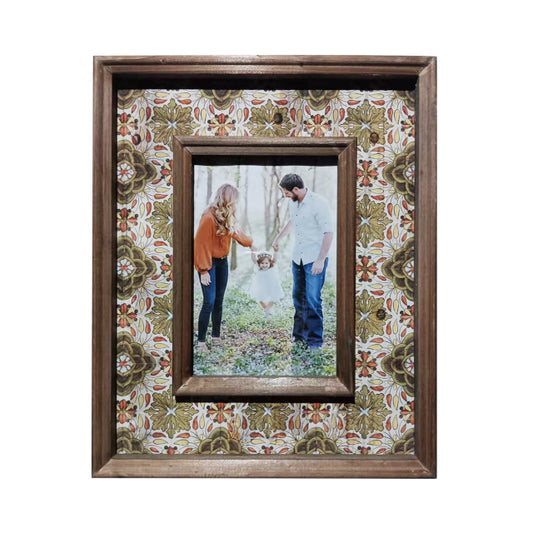 Antique Single Photo Frame 6"x4" - Rustic MDF Wood, Natural Finish, 26cm