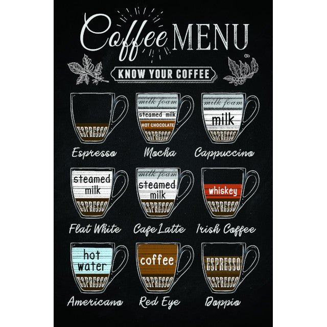 Premium Coffee Menu Wall Art 20x30cm - Decorative Tin Sign