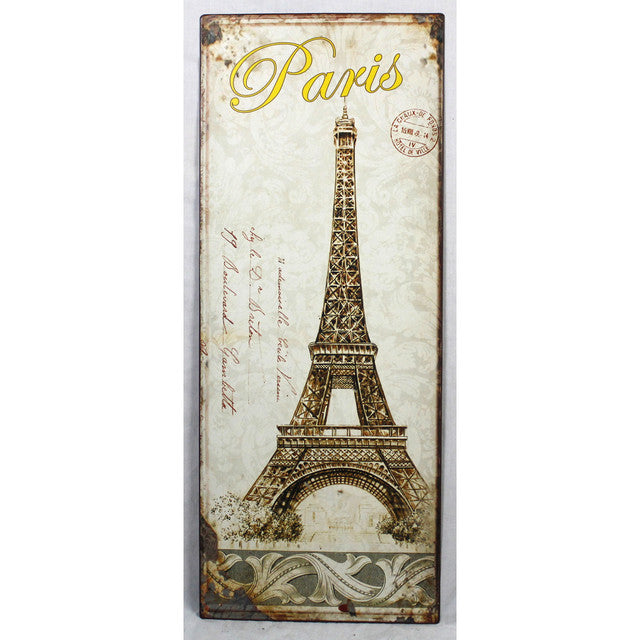 Paris Eiffel Tower Tin Wall Art 76cm Decorative Frame