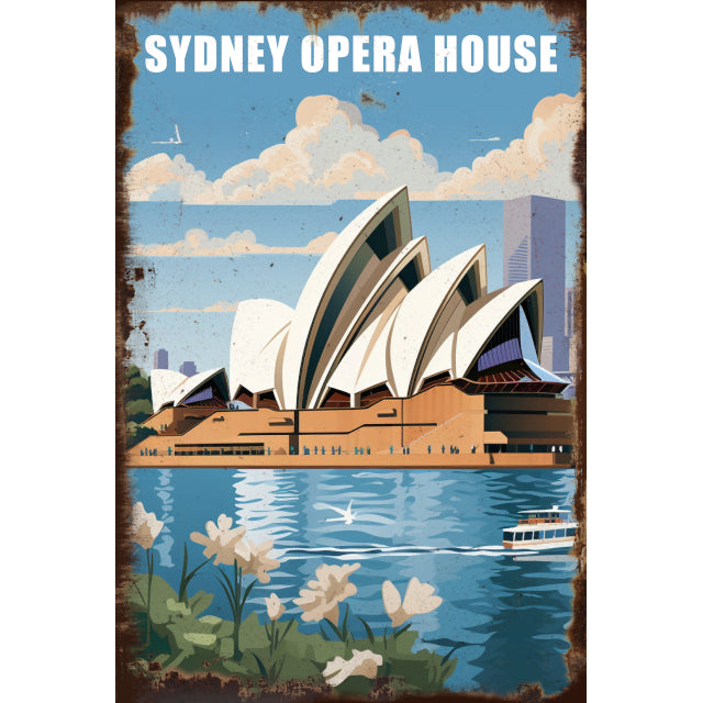 Sydney Opera House Wall Art, Decorative Photo Frame, 20x30cm, Multi Colour, Tin
