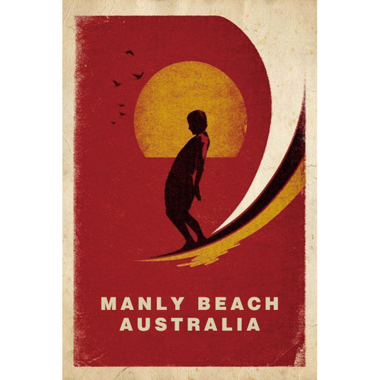 Red Manly Beach Tin Photo Frame 20x30cm