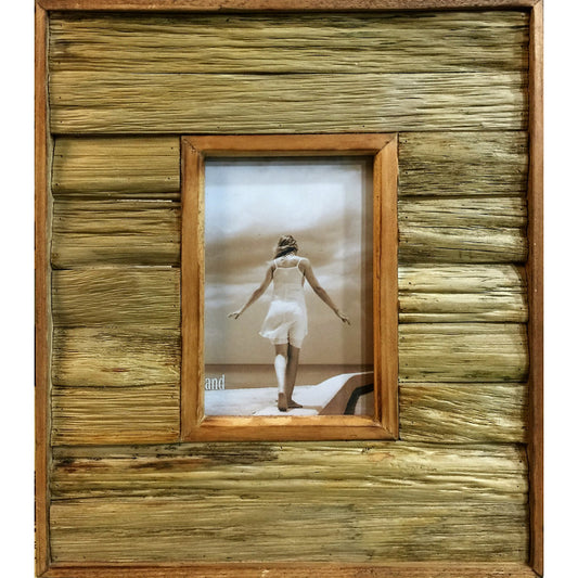 Antique Single Photo Frame 31cm - Rustic Wood Design, Natural Finish