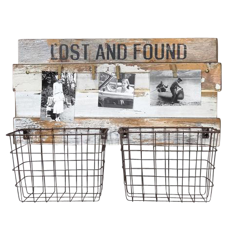 Lost & Found Rustic Basket with Photo Clips - 53cm