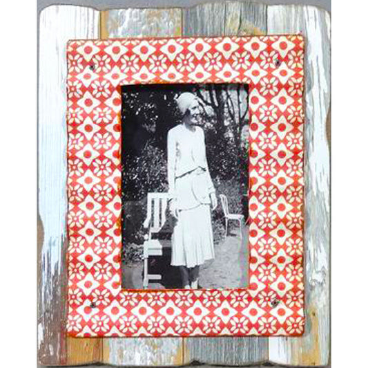 Rustic Single Photo Frame 23cm - MDF Wood, 6x4 Opening, Natural Red Finish