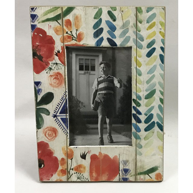 Antique Multi Colour Wooden Photo Frame 6x4 Opening, 24cm Rustic Charm