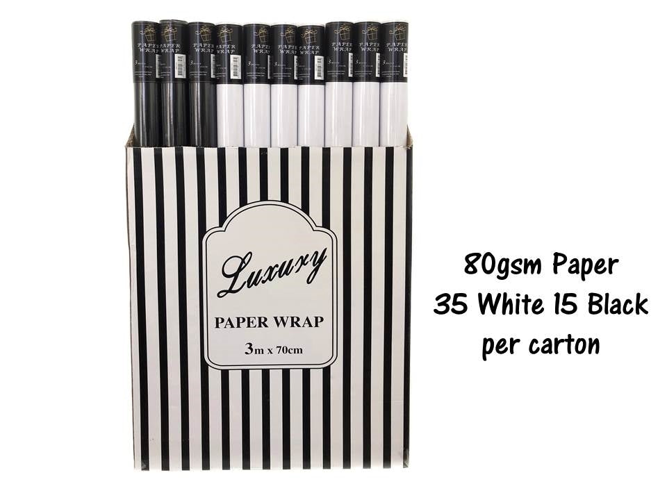 Elegant Gift Wrap Paper - 50 Rolls, 70cm, White & Black, Premium Quality - SuperSaverAU - view 1