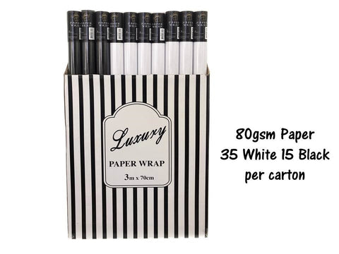 Elegant Gift Wrap Paper - 50 Rolls, 70cm, White & Black, Premium Quality - SuperSaverAU - view 1