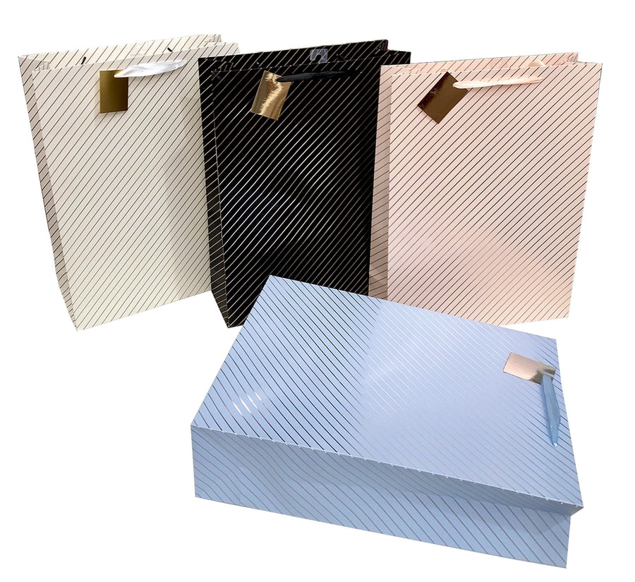 Xlarge Foil Stripe Gift Bag Assorted - 24 Pack, 31x12x43 cm, Multi Colour - SuperSaverAU - view 1