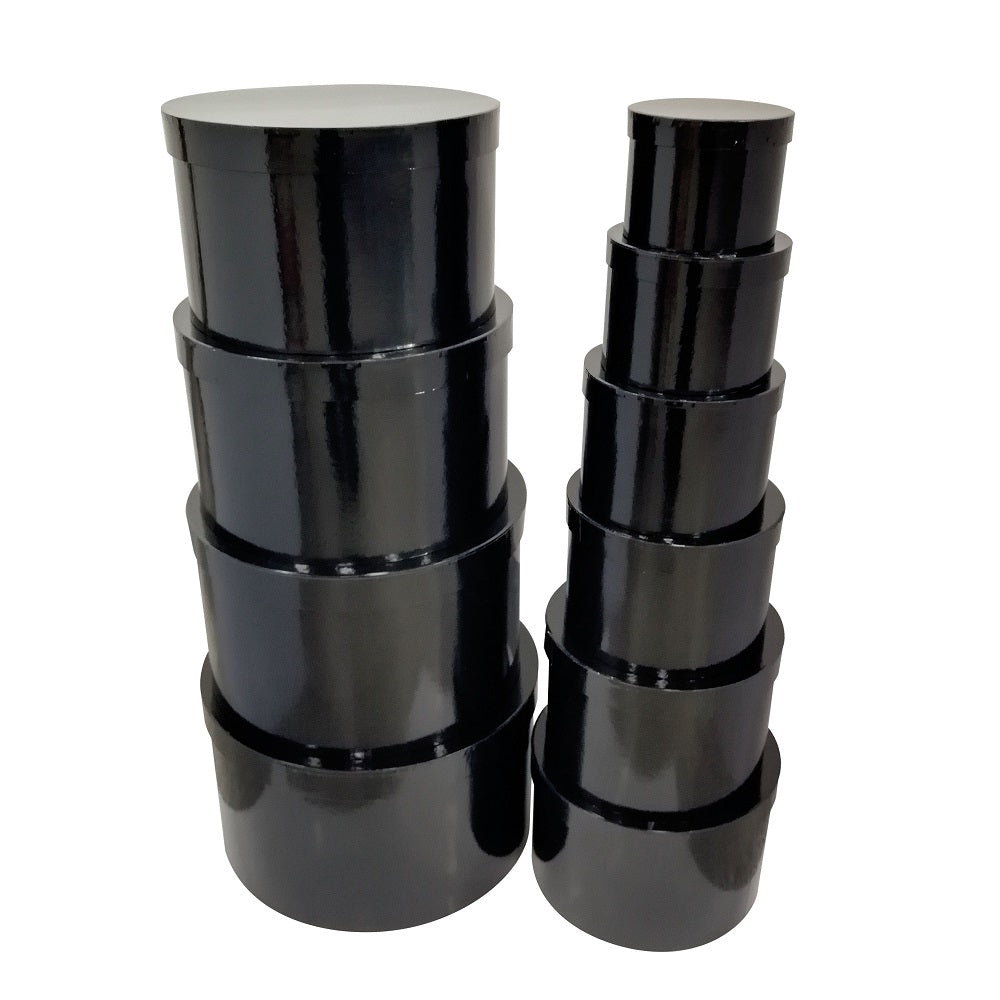 bulk 2 Round Gift Box Set 10 Assort Sizes Black - SuperSaverAU - view 1