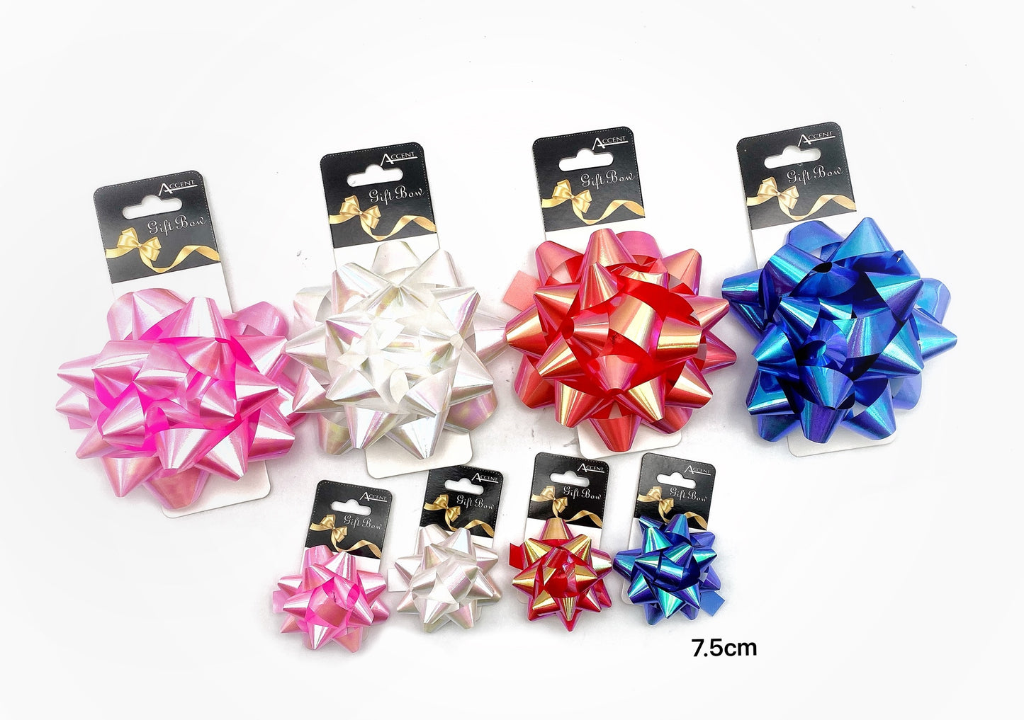 24 Iridescent Gift Bows - 7.5cm Assorted