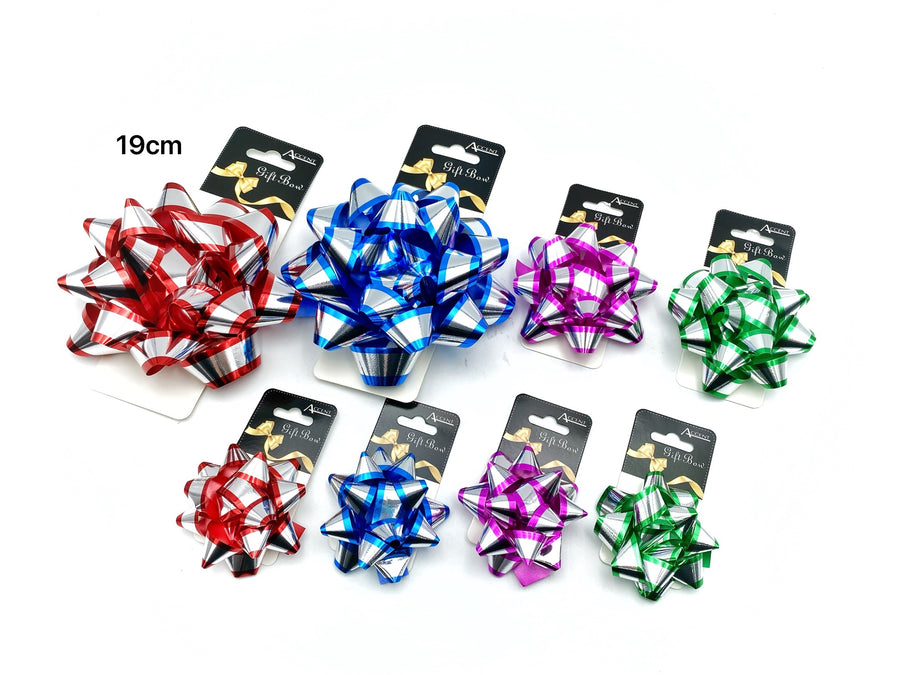 2 Tone Gift Bow 15cm Assorted Colours - 24 Pack - Shiny Polypropylene - SuperSaverAU - view 1