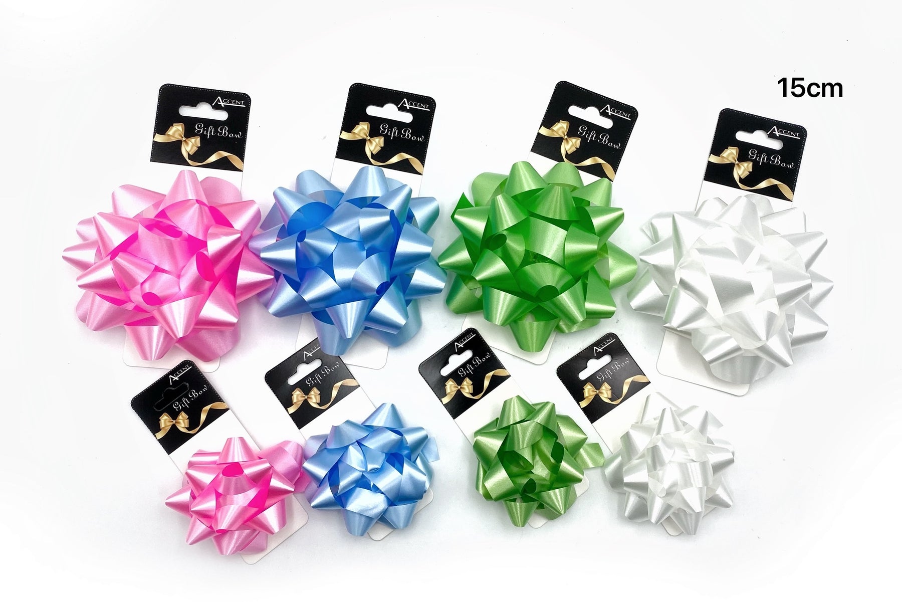 Satin Gift Bow 15cm Assorted Colours - 24 Pack, Shiny Polypropylene - SuperSaverAU - view 1
