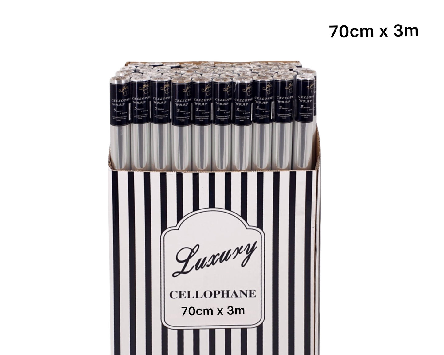 Bulk 50 Clear Cellophane Rolls 70cm x 3m - 38mm Core