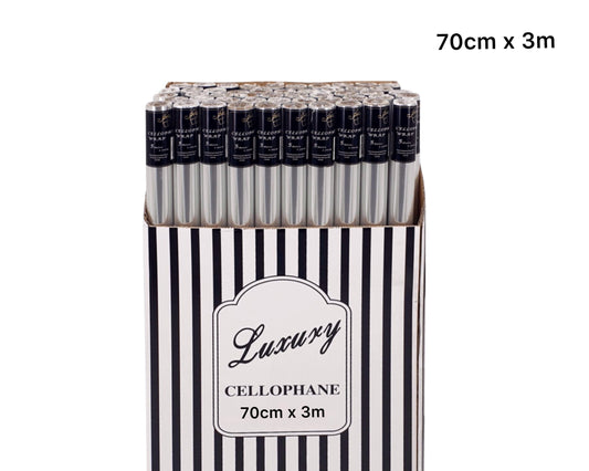 Bulk 50 Clear Cellophane Rolls 70cm x 3m - 38mm Core