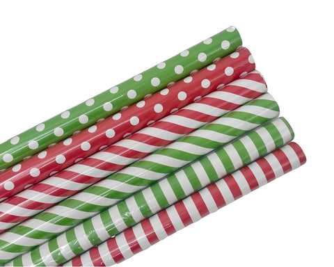 bulk 50 Red & Green Dots Stripes Gift Wrap 300cm - SuperSaverAU - view 1