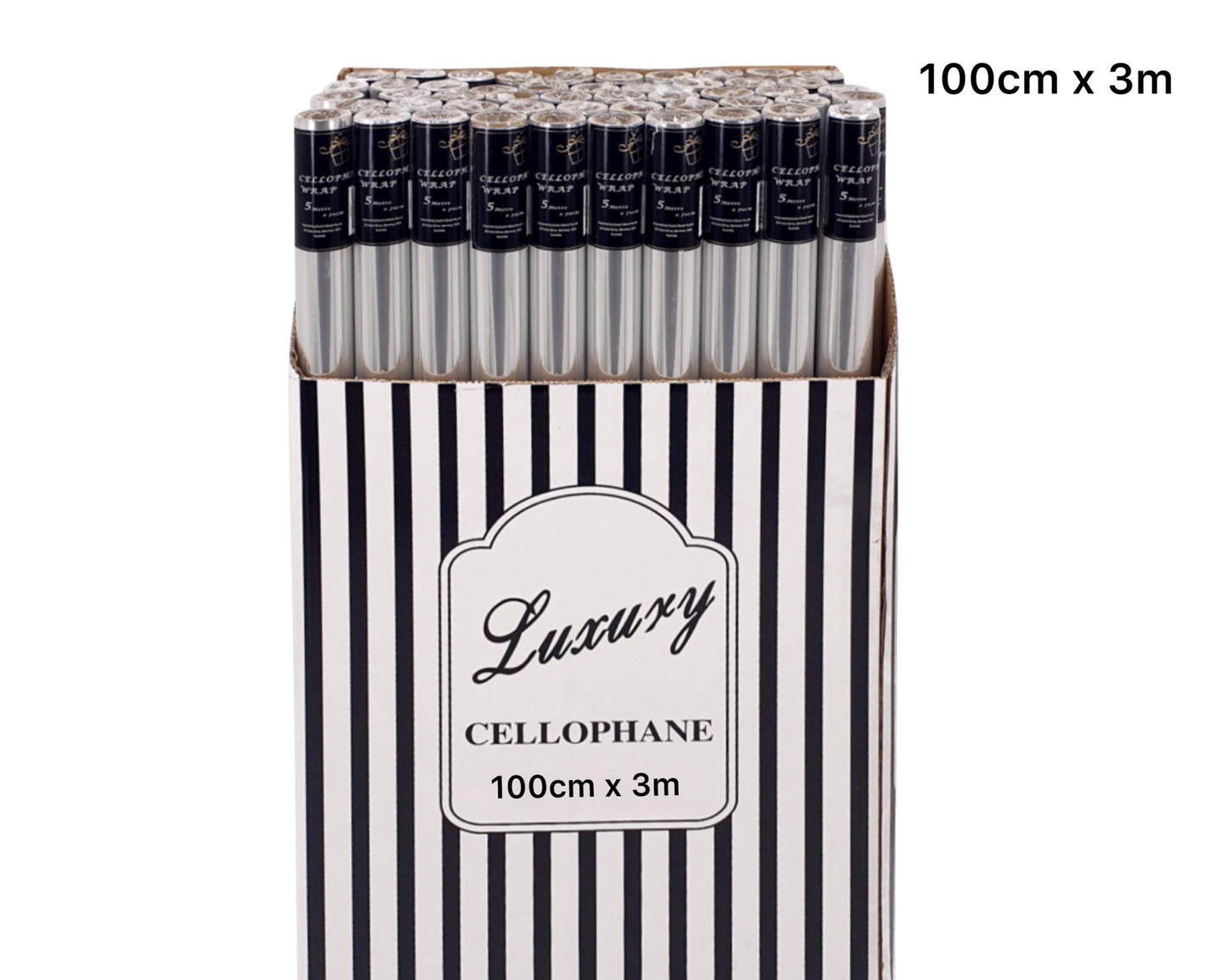 Bulk 50 Clear Cellophane Rolls 100cm x 3m - 38mm Core