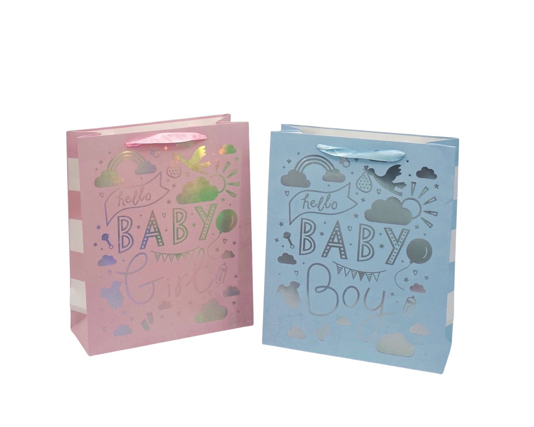 bulk 24 Medium Foiled Baby Gift Bag Assort 23cm - SuperSaverAU - view 1