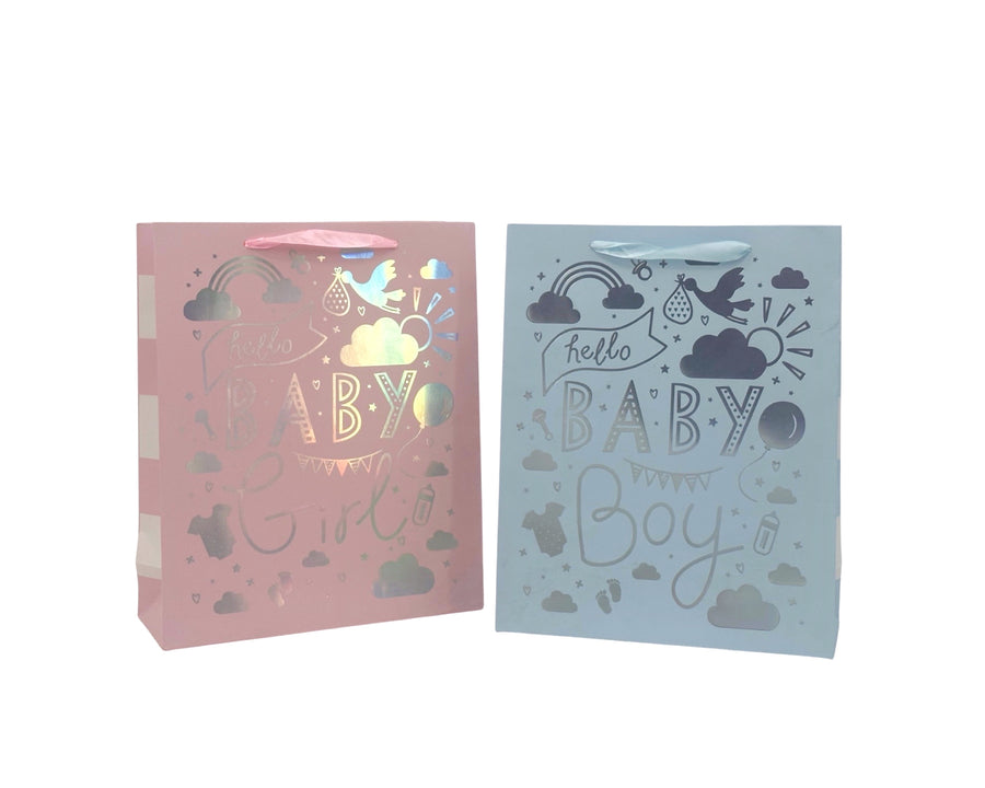 bulk 24 Xlarge Foiled Baby Gift Bag Assort 42cm - SuperSaverAU - view 1