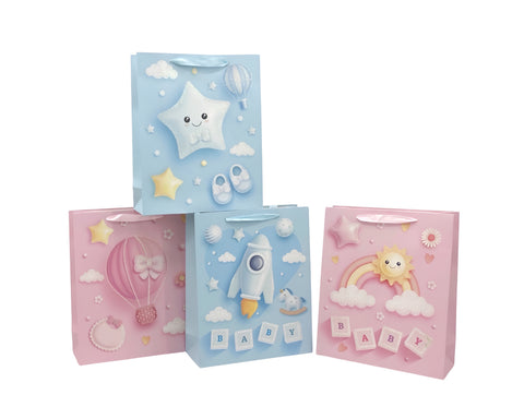 bulk 24 Medium Sweet Dream Baby Gift Bag 4 Assorted 17x23cm - SuperSaverAU - view 1