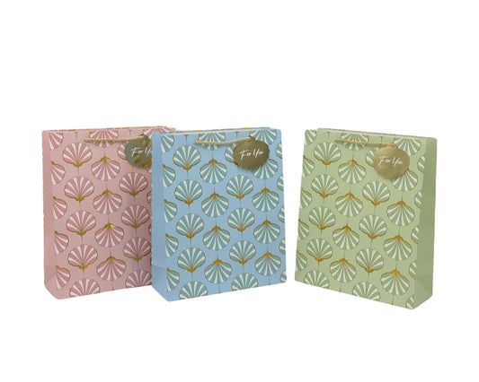 Xlarge Seashell Foiled Gift Bag 3 Assorted - 31x42cm, 24 Pack, Multi Colour