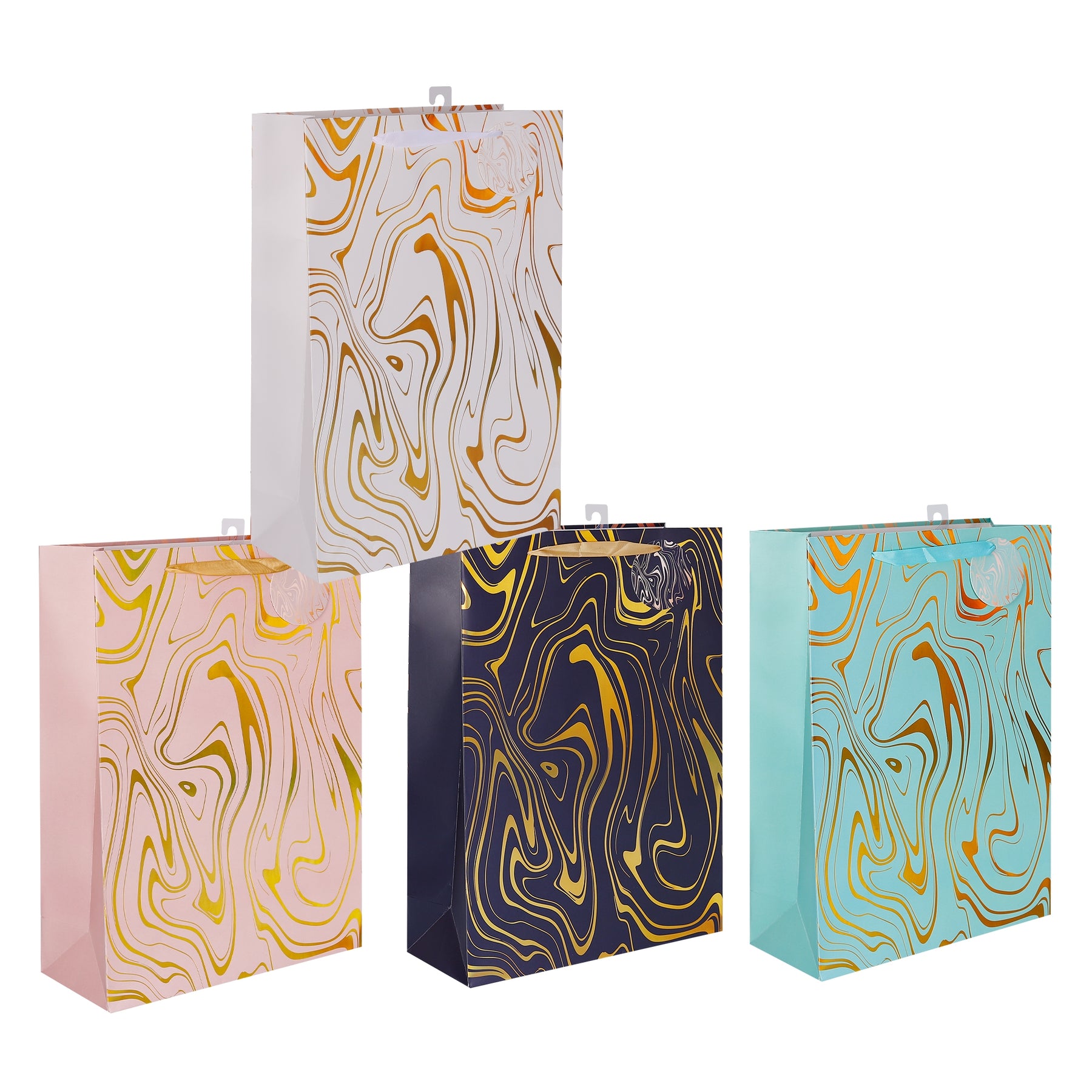 Medium Marble Flow Gift Bag Foiled - 24 Assorted, 18x23cm - SuperSaverAU - view 1