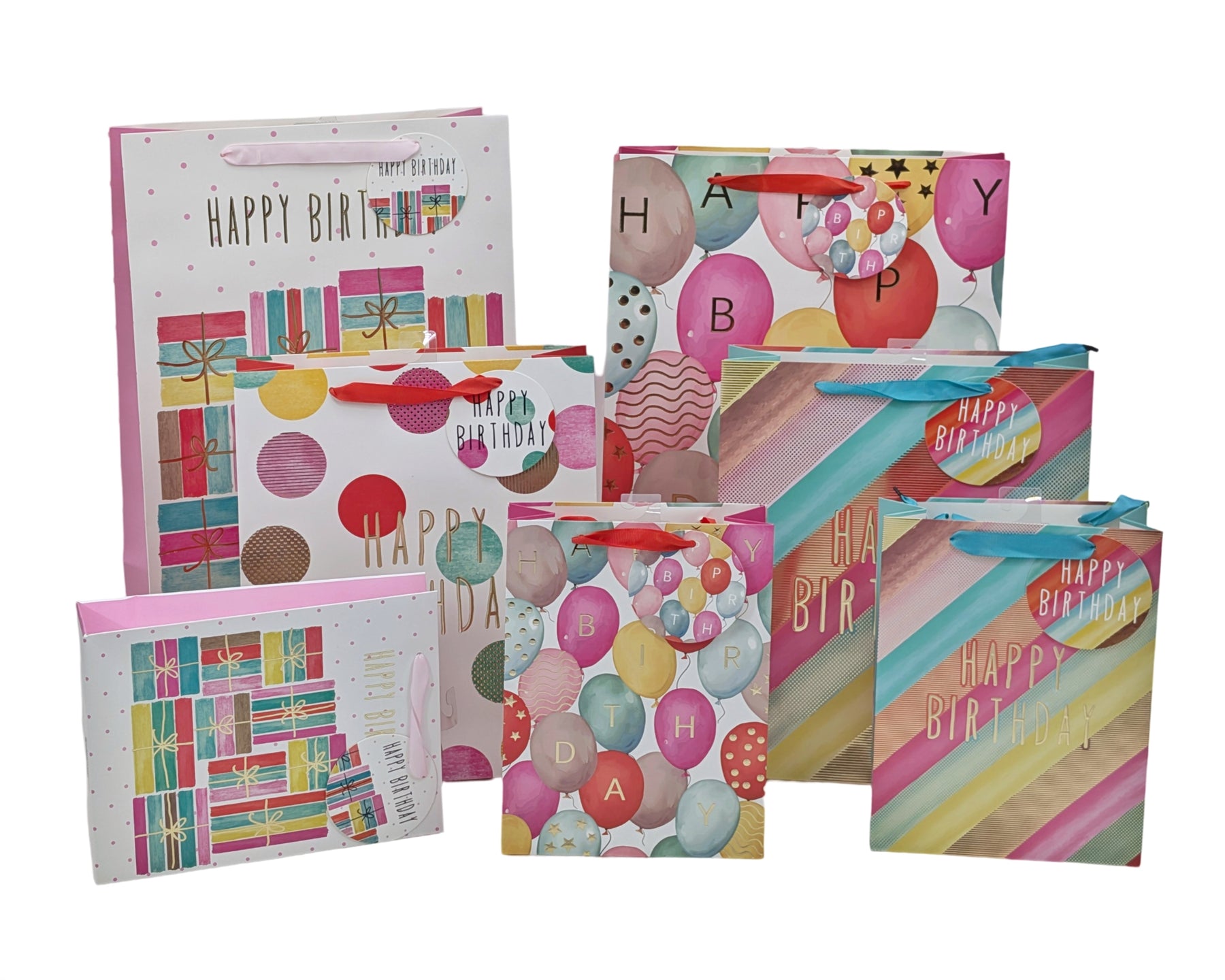 Xlarge Birthday Gift Bag Assort - 24 Pack, Foiled & Embossed, 42cm - SuperSaverAU - view 1