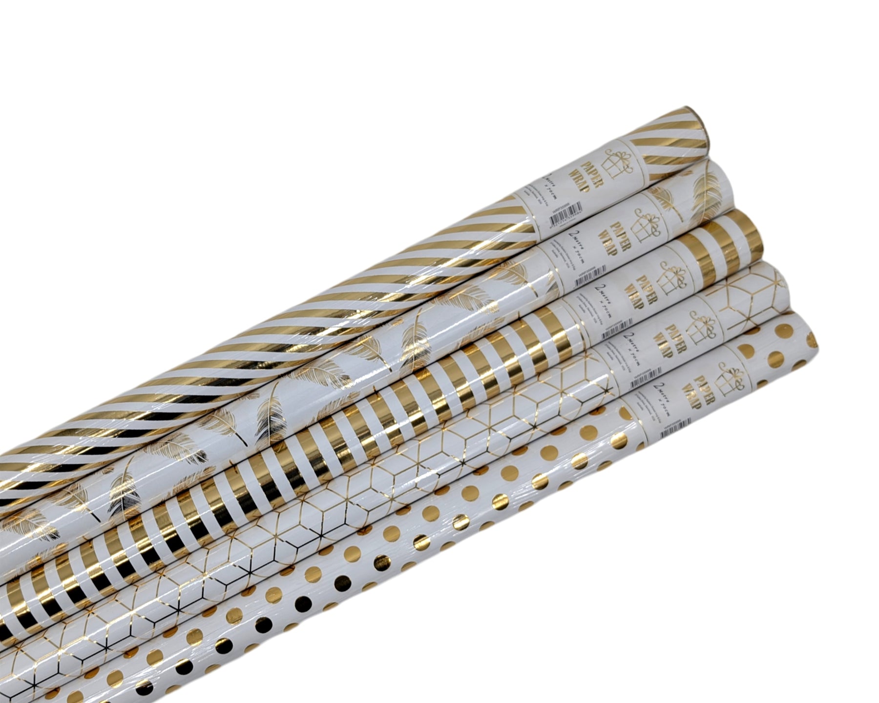Gold Foiled Everyday Gift Wrap Assort - 50 Sheets, 200cm, Premium Quality - SuperSaverAU - view 1