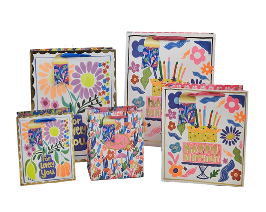 bulk 24 Large Vigorous Flowers Gift Bag Assort 32cm