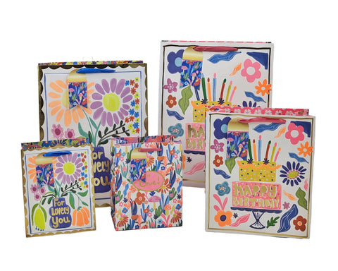 Vigorous Flowers Gift Bag Assort - 24 Xlarge Bags, 42cm, Multi Colour - SuperSaverAU - view 1