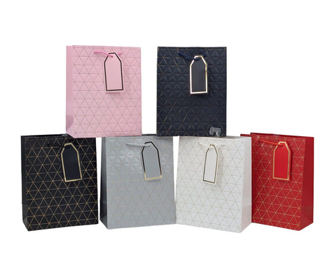 Medium Foiled Triangles Gift Bag 24 Assort 18x23cm Multi Colour Paper - SuperSaverAU - view 1