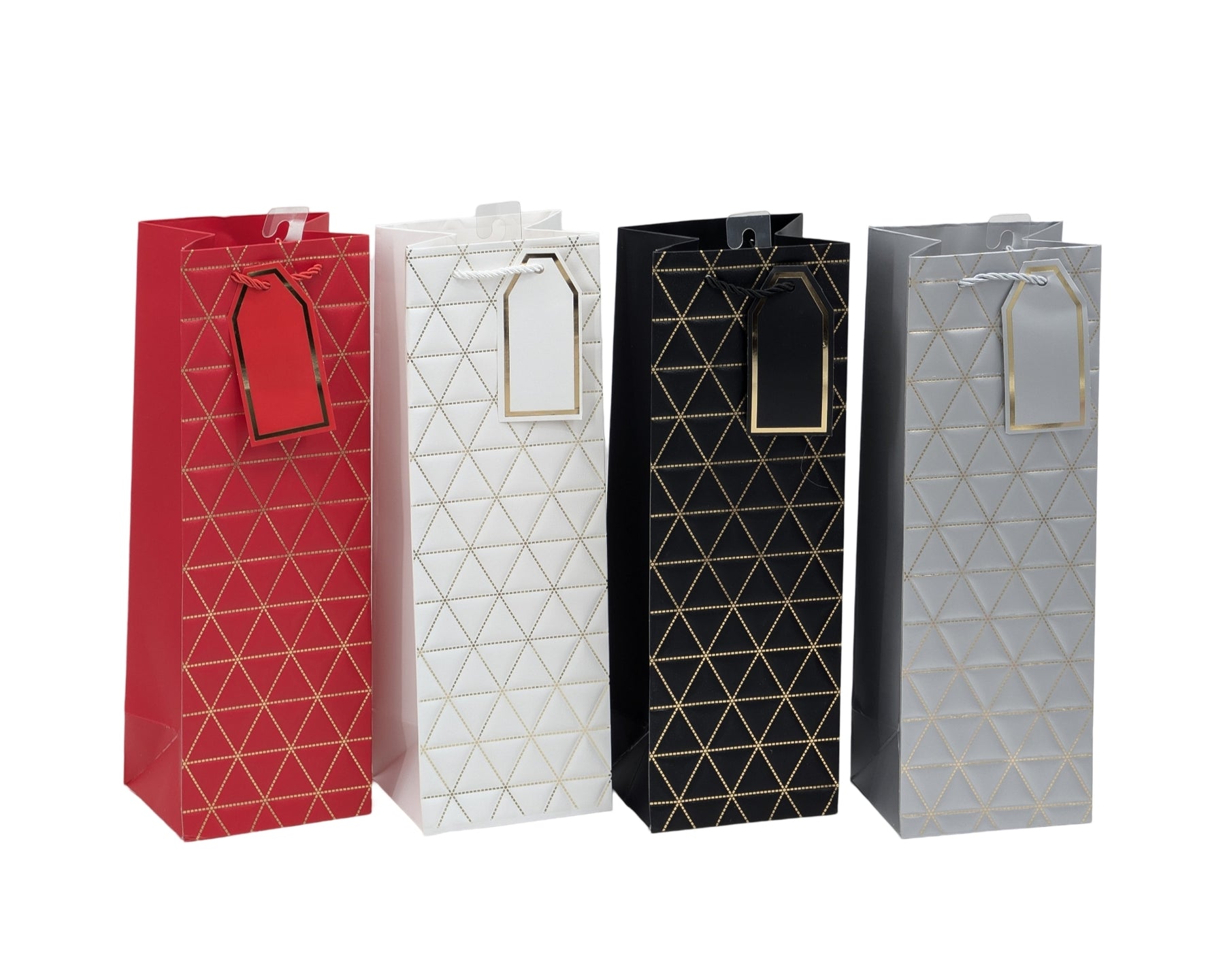 Foiled Triangles Bottle Gift Bag - 24 Assorted, 12x36cm, Multi Colour - SuperSaverAU - view 1