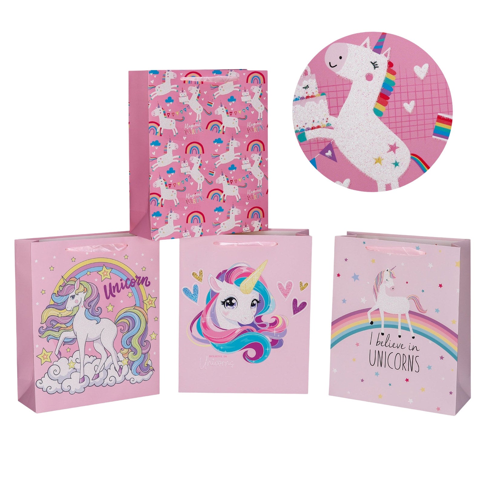 bulk 24 Medium Unicorn Dreams Gift Bag Assort 18x24cm - SuperSaverAU - view 1