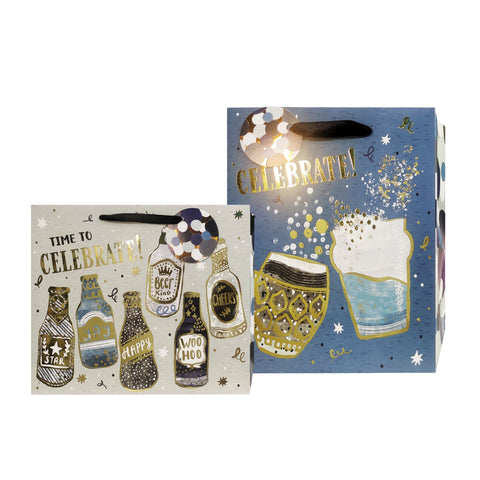 Large Celebration Sips Gift Bag Assort - 24 Pack, Multi Colour, 26x32cm - SuperSaverAU - view 1