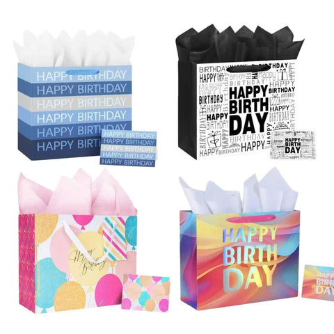 Medium Happy Birthday Celebration Gift Bag - 24 Asst, 18x23cm, Multi Colour - SuperSaverAU - view 1