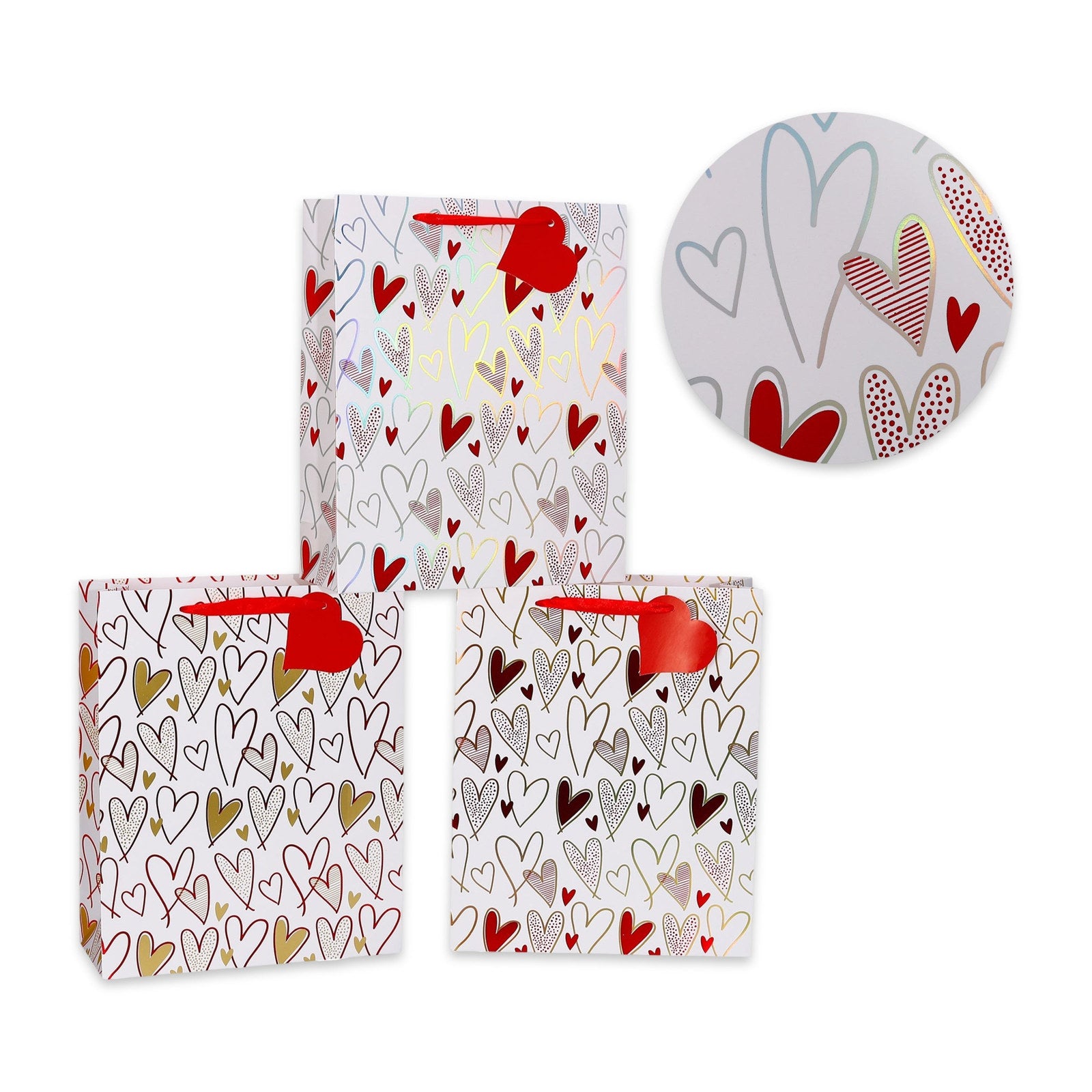 Premium Extra Large Love Heart Gift Bags – 24 Pack, 31 x 42cm