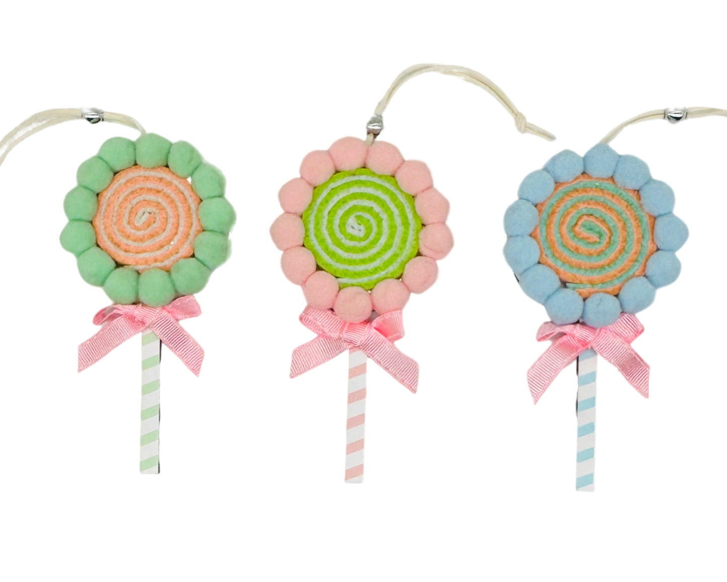 24 Xmas Pastel Pompom Decorations - 11cm Assorted