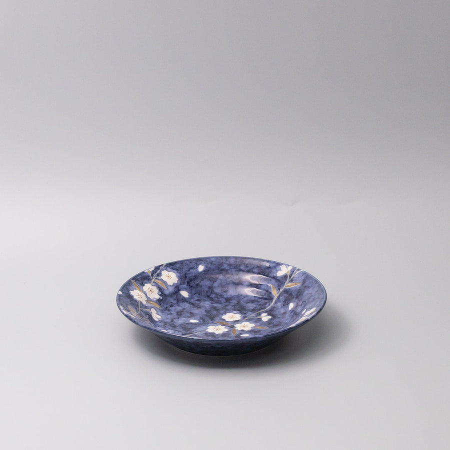 Premium 20cm Indigo Sakura Design Open Shallow Ceramic Bowl Dishwasher Microwave Safe