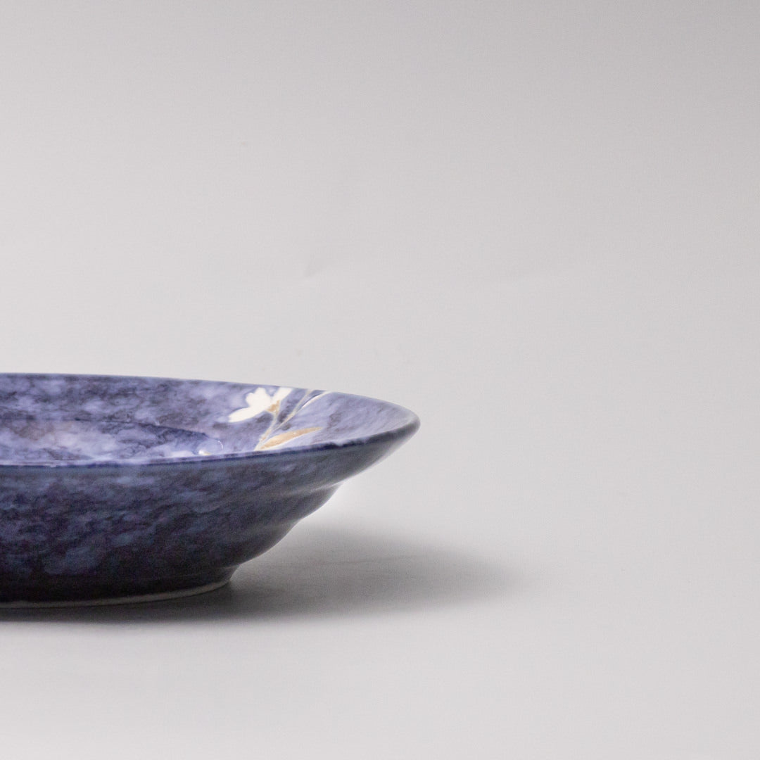 Premium 20cm Indigo Sakura Design Open Shallow Ceramic Bowl Dishwasher Microwave Safe