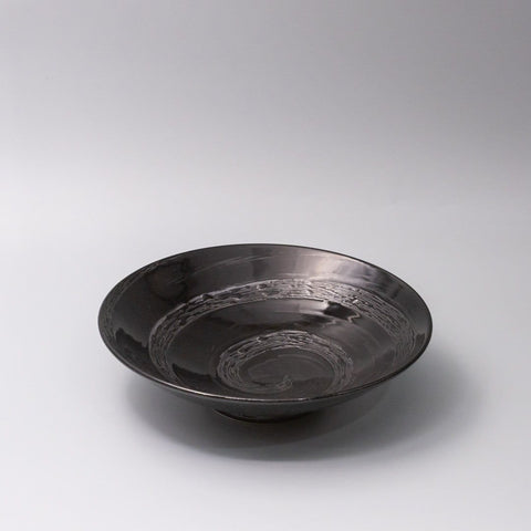 Serving Bowl 28cm Black Swirl Glaze - SuperSaverAU - view 1