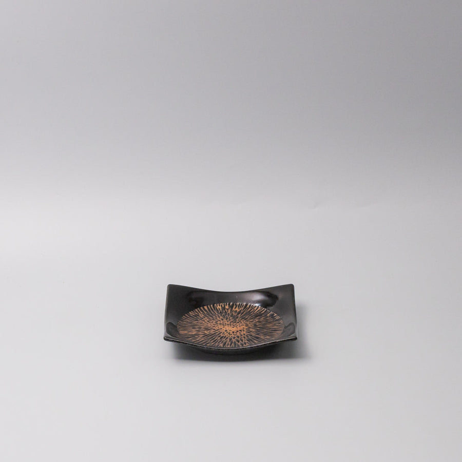 Premium Square Bronze Converging Glaze Plate – 13.5cm
